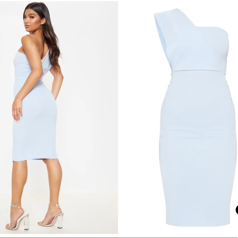 Pretty Little Thing One Shoulder Blue Dress